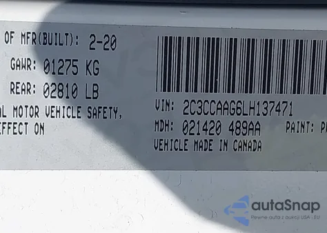 2020 Chrysler 300 Touring from USA, damaged, VIN 2C3CCAAG6LH137471